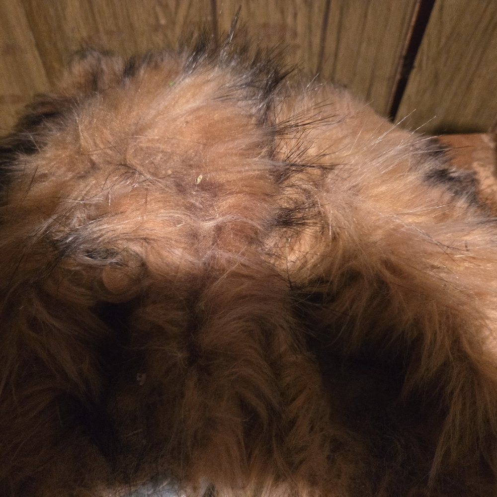 Faux Fur Slippers in Brown and Black With A Rubber Sole